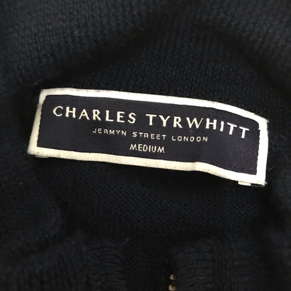Charles Tyrwhitt Merino Wool Men's Navy Quarter-Zip Sweater Size M - Picture 7 of 8